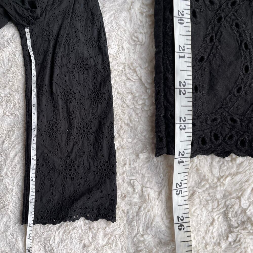 SOLD Zara eyelet lace high rise waist trouser pants cropped ankle trousers black - Picture 5 of 17